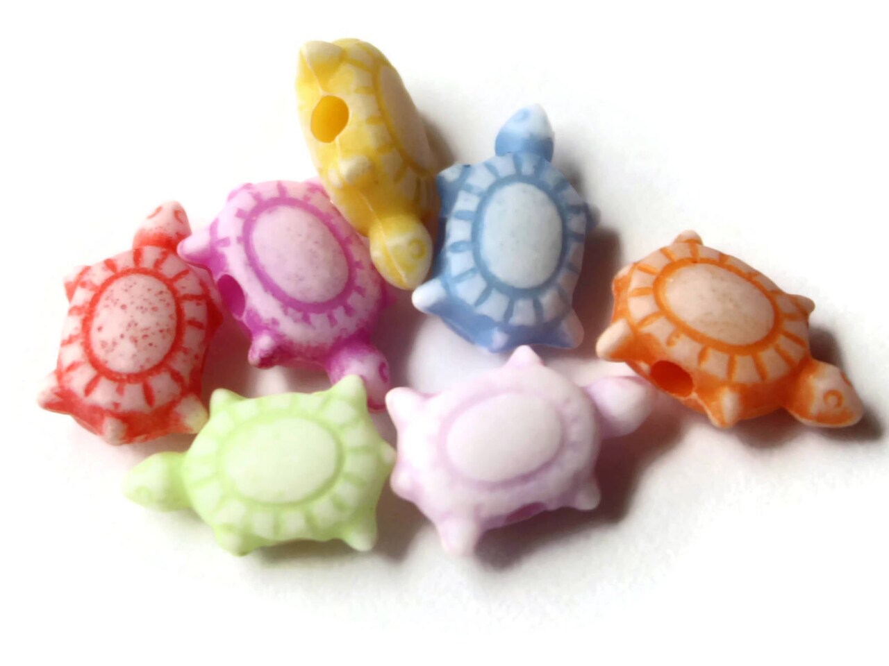 100 Assorted Color Teeny Tiny Turtle Beads 10mm x 7mm Loose Plastic Beads Tortoise Beads